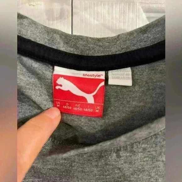 PUMA Men Printed Round Neck Cotton Blend Grey T-Shirt size M - Picture 4 of 8